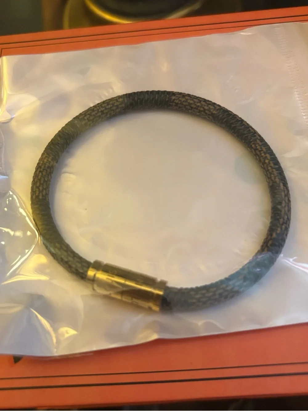 Louis Vuitton fashion Gray Bracelet with Gold Clasp